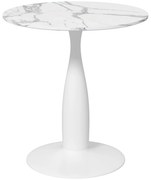 HOMCOM Stół jadalny okrągły, stal powlekana proszkowo, MDF z melaminą, nieruchome nogi, 70 x 74 cm, Biały