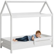 Białe łóżko parterowe domek z materacem K2-G74