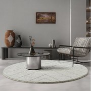 Dywan Bahar Shaggy wzór trójkątów, kremowy, 160 cm okrągły