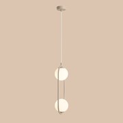 Nowoczesna lampa Riva 2 z dwoma mlecznobiałymi kloszami - beżowa