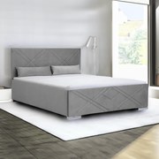 Łóżko tapicerowane z pojemnikiem KRIS Jasny szary 180x200 cm