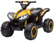 HOMCOM Elektryczny Quad dla Dzieci, Światła LED, Odtwarzacz MP3, Amortyzatory, Ergonomiczne Siedzisko, Żółty+Czarny