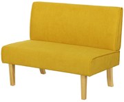 HOMCOM Sofa dwuosobowa z pokryciem kordowym, grubą tapicerką i solidnymi nogami drewnianymi do salonu, sypialni, biura, Żółty