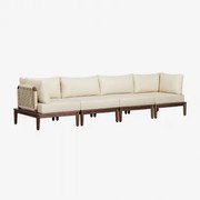 Giulia 4-częściowa Modułowa Sofa Ogrodowa Z 2 Fotelami Narożnymi W Kolorze Akacji Kremowa - Sklum