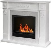 Biokominek TRUMAN, stojący biokominek, biały, efekt marmuru, dł. 121 x gł. 38 x wys. 108 cm