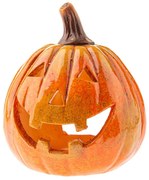 Jesienny świecznik ceramiczny Dynia z twarzą, 13 x 16 cm