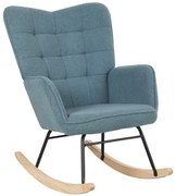 HOMCOM Fotel bujany ergonomiczny z drewnianymi płozami do 120 kg jasnoniebieski | Aosom PL