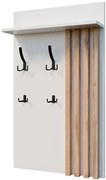 Biały wieszak ścienny z półką i lamelami do przedpokoju N0-C05