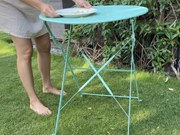 Okragły Stolik Kawowy Na Balkon Stalowy Miętowy