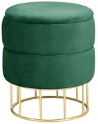 Nowoczesna pufa welurowa ze schowkiem butelkowa zieleń K9-C18