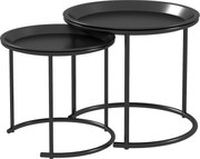 HOMCOM Zestaw 2 metalowych stolików pomocniczych, przesuwane jeden w drugi, blaty działają jako tace, Czarny