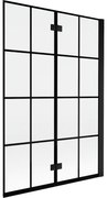 Mexen Mist parawan nawannowy 2-skrzydłowy prawy 120 x 150 cm, czarna kratka, czarny - 8A9-120-002-70-77-P