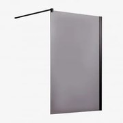Stała Ścianka Prysznicowa Z Hartowanego Szkła 8 Mm I Aluminium Bristol Czarny Matowy & Dym & 120 X 195 Cm - Sklum