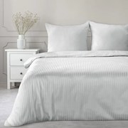 Pościel 200x220 satyna bawełniana jasnoszara w prążki komplet