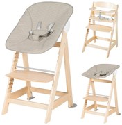 Beżowo-naturalne krzesełko do karmienia Born Up 2in1 Luxe – Roba