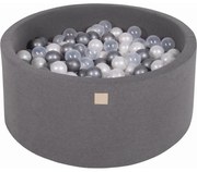 Okrągły Suchy Basen Z Piłeczkami 7cm Dla Dziecka, 90x30cm/250 Piłek, Bawełniany, Ciemnoszary, Model Little Swan - Meowbaby®