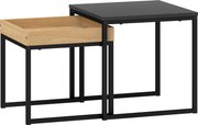 HOMCOM Nowoczesny Stolik Kawowy, Zestaw 2 Stolików, dla Małych Przestrzeni, Kwadratowe, MDF, Metal, Czarny