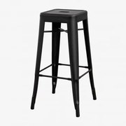 Wysoki, Stalowy, Sztaplowany Stołek Lix Czarny Matowy & ↑75 Cm - Sklum