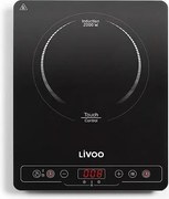 Płyta indukcyjna LIVOO 1 pole grzewcze 2000W, powierzchnia 22 cm, 10 poziomów, timer 180 min, smukły czarny design