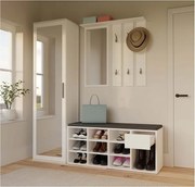 TALLIN Szafka na buty z siedziskiem i szufladą | 110x35x49 cm | Biała| Przedpokój, Siedzisko