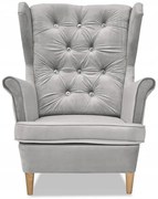 Fotel Uszak srebrzysty SIWY bestseller GLAMOUR