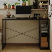 Biurko komputerowe stół loft czarne nowoczesne z półkami industrialne 120