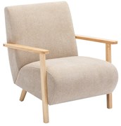 Fotel drewniany z beżową tapicerką - JULOMO