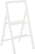 HOMCOM Drabina 2-stopniowa, Składana, Antypoślizgowa Platforma, Biała