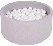 Okrągły Suchy Basen Z Piłeczkami 7cm Dla Dziecka, 90x40cm/300 Piłek, Bawełniany, Jasnoszary, Piłki: Białe - Meowbaby®