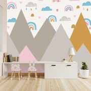 Fototapeta - Wektorowe góry z tęczami (196x136 cm)