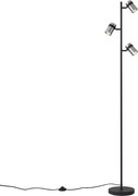Nowoczesna lampa podłogowa czarna z przydymionym szkłem, 3-źródła światła - Gianni