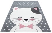 Dywan dziecięcy Kid Kotek szaro-różowy 80 cm x 150 cm