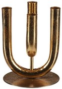 Metalowy świecznik 4 ramienny. Na świece stożkowe,złoty, 14 x 14 x 18 cm
