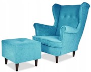 Uszak z pufą fotel skandynawski błękitny PRODUCENT