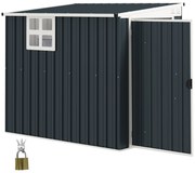 Outsunny Schowek ogrodowy na narzędzia, szopa na narzędzia ogrodowe, z oknem i otworami wentylacyjnymi, zamknięcie na klucz, stal, Ciemnoszary