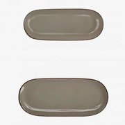 Zestaw 2 Tac Z Gresu Ronilena Cedar Brown - Brązowy - Sklum