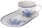 Porcelanowy kubek z tacką Blue Rose, 445 ml