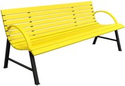 Żółta ławka ogrodowa z oparciem 130 cm E9-Z76