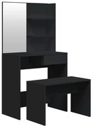 Czarna toaletka kosmetyczna z lustrem i stołkiem S2-L21