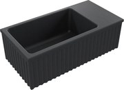 Umywalka betonowa ryflowana nablatowa / wisząca prostokątna 60 x 30 cm WELLE Czarna | różne kolory : Kolor - Czarny, Typ montażu - nablatowa