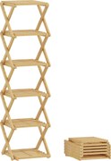 HOMCOM Regał na buty, składany stojak z 6 poziomami z bambusa, dla maks. 9 par butów, 30 x 29 x 108 cm, naturalny | Aosom PL
