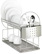 WENKO 2329100 - Ociekacz na naczynia DUO 21x33 cm, stal nierdzewna/srebrny