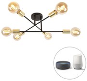 Inteligentna lampa sufitowa czarna ze złotem 6-świateł w tym Wifi G95 - SydneyPrzemysłowy Oswietlenie wewnetrzne