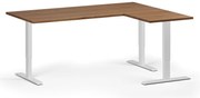 Narożne biurko z regulacją wysokości, 180x140 cm, 3 silniki, L/P, biała podstawa, orzech