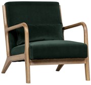 Ciemnozielony aksamitny fotel WOOOD Mark