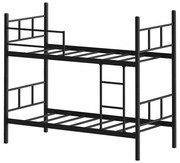 Metalowe łóżko piętrowe MAVEN 90x200 cm czarne nośność 2x100 kg