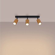Plafony nowoczesny Glois, stal - 3 źródło światła 3000K - L.45 x H.18.5 cm - czarny/miedź
