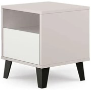 Skandynawski stolik nocny na czarnych nóżkach kaszmir + biały K8-Z49