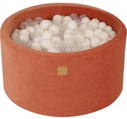 Okrągły Suchy Basen Z Piłeczkami 7cm Dla Dziecka, 90x40cm/300 Piłek, Welurowy, Czerwień Marsala, Piłki: Biały, Transparent - Meowbaby®