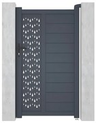 Skrzydłowa, pół-perforowana aluminiowa furtka z wzorem Dł.103 x Wys.181 cm antracytowa GREGOR